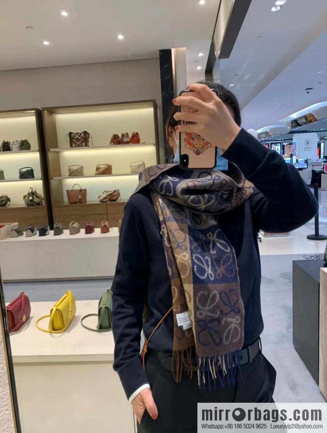 LOEWE's new two-color checkerboard, wool cashmere, scarf