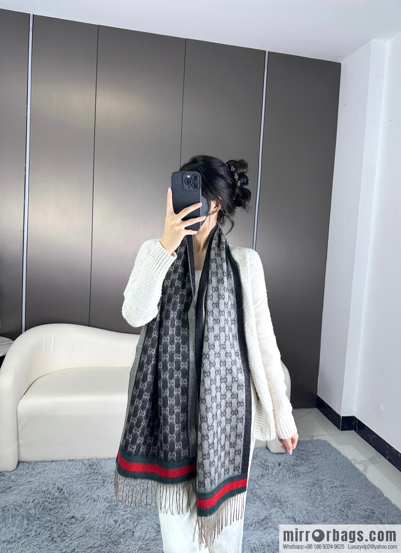 GUCCI Gucci 2023 new GG letter elements, men's scarf