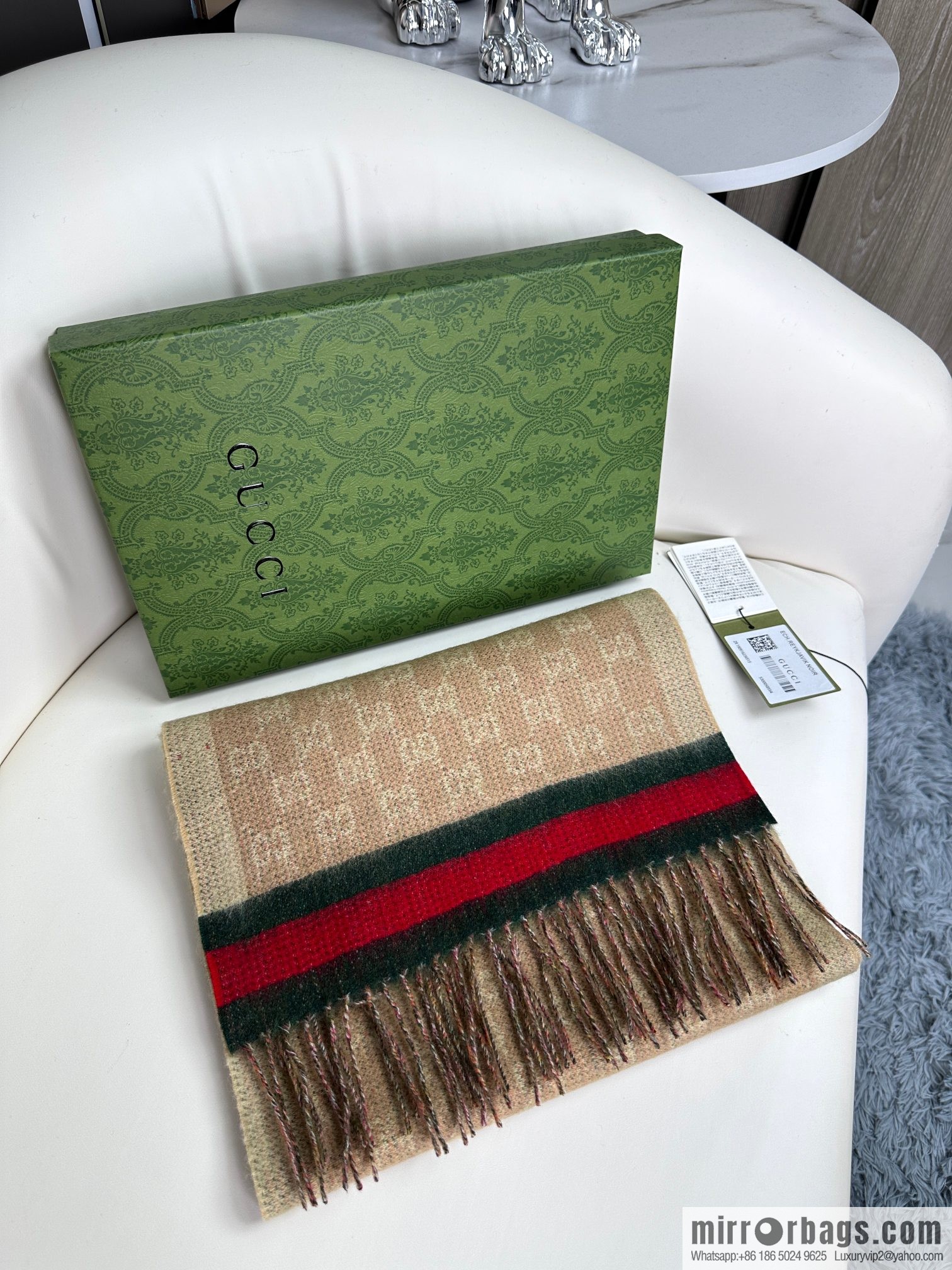 GUCCI Gucci 2023 new GG letter elements, men's scarf