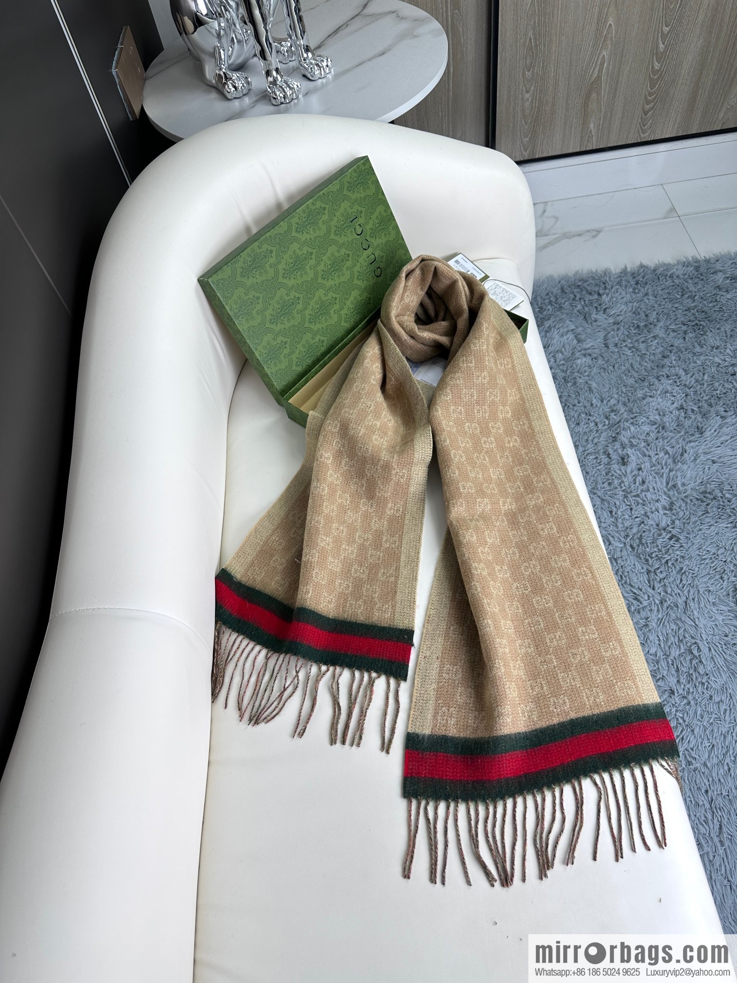 GUCCI Gucci 2023 new GG letter elements, men's scarf
