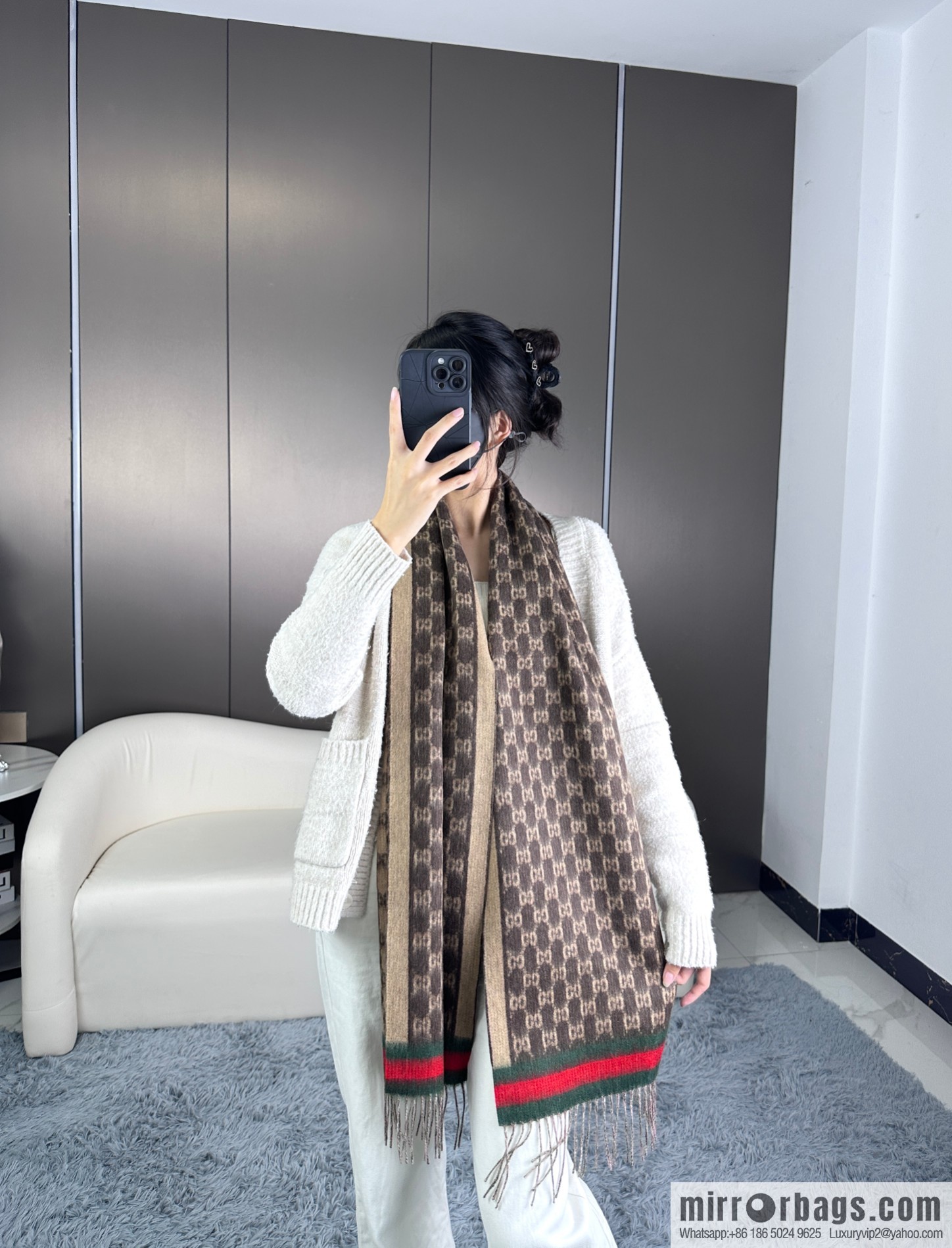 GUCCI Gucci 2023 new GG letter elements, men's scarf