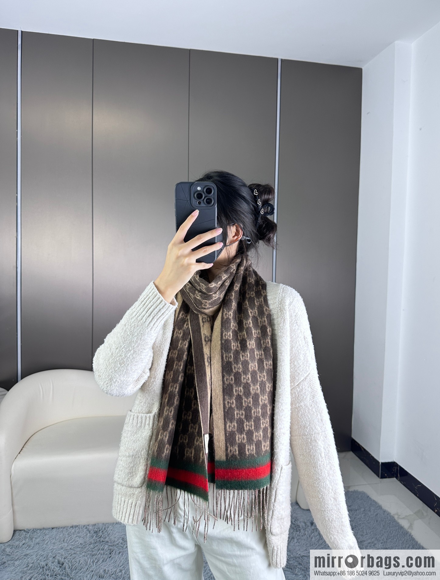 GUCCI Gucci 2023 new GG letter elements, men's scarf