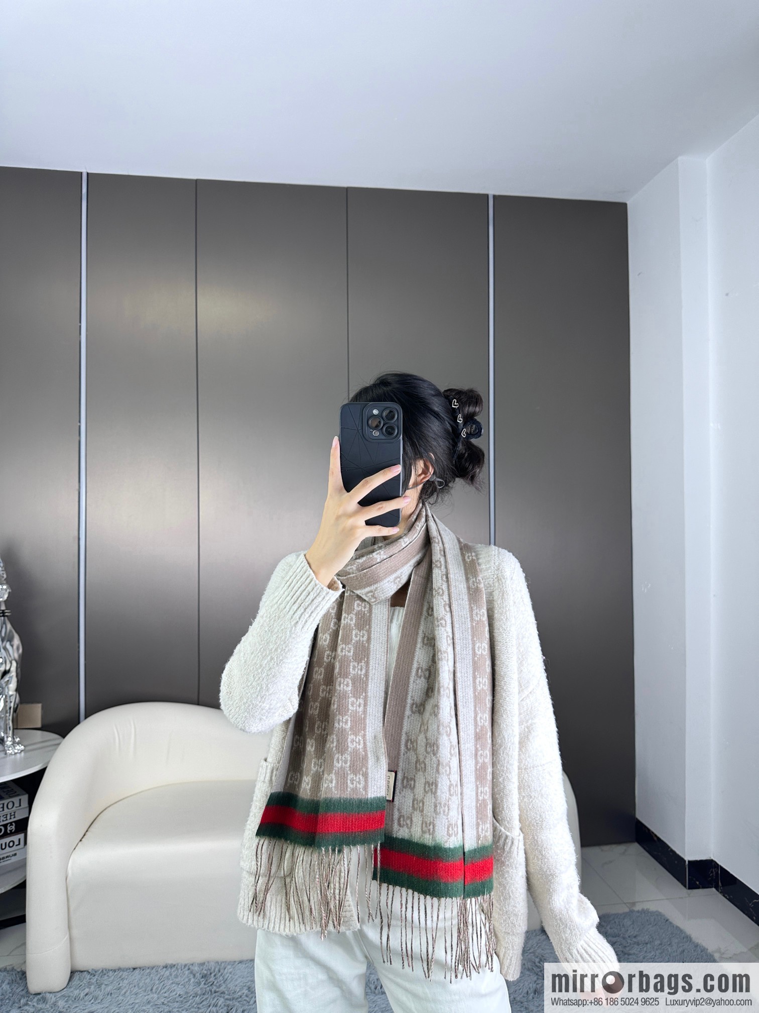 GUCCI Gucci 2023 new GG letter elements, men's scarf