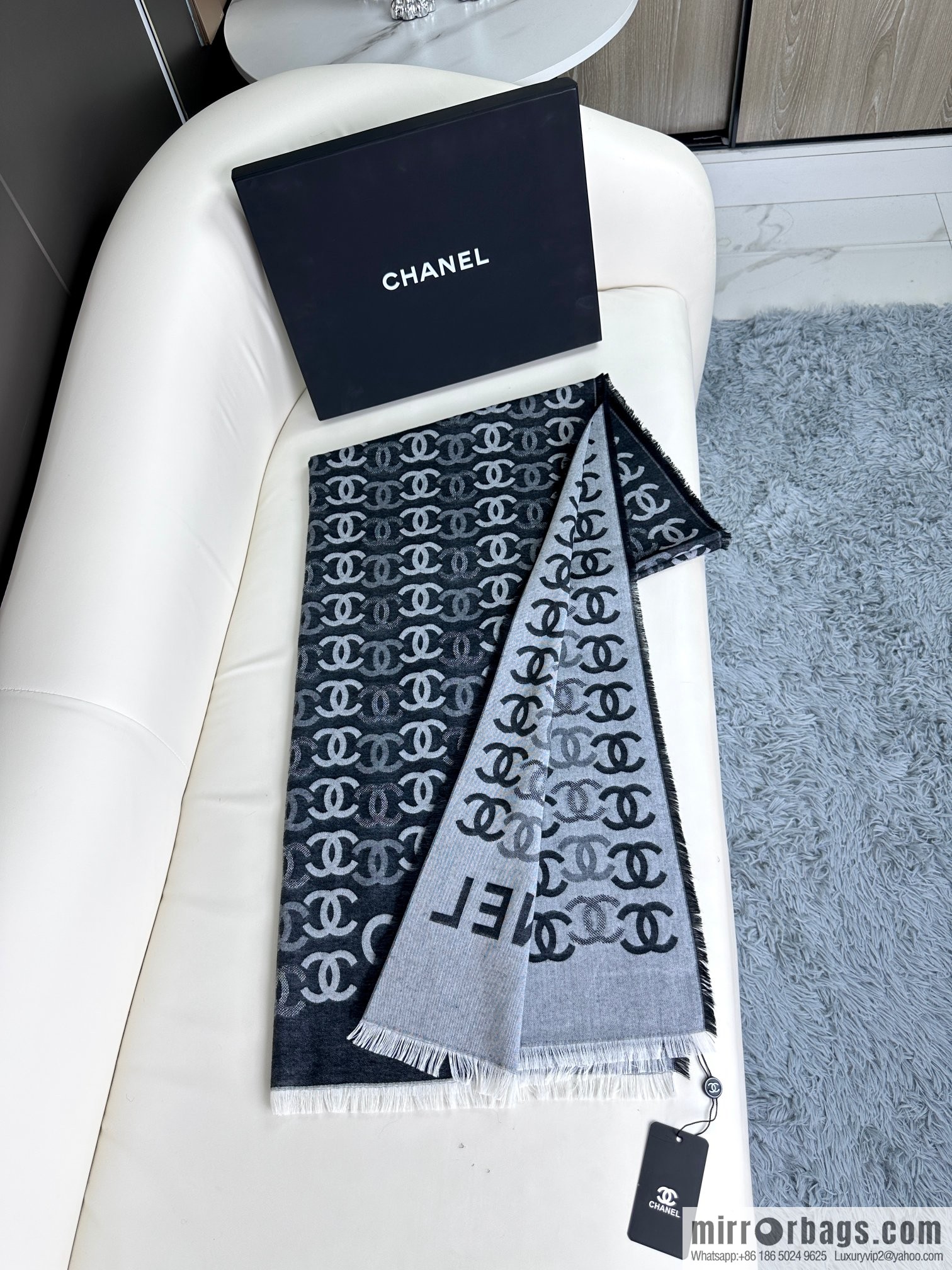 CHANEL double C letter logo shawl