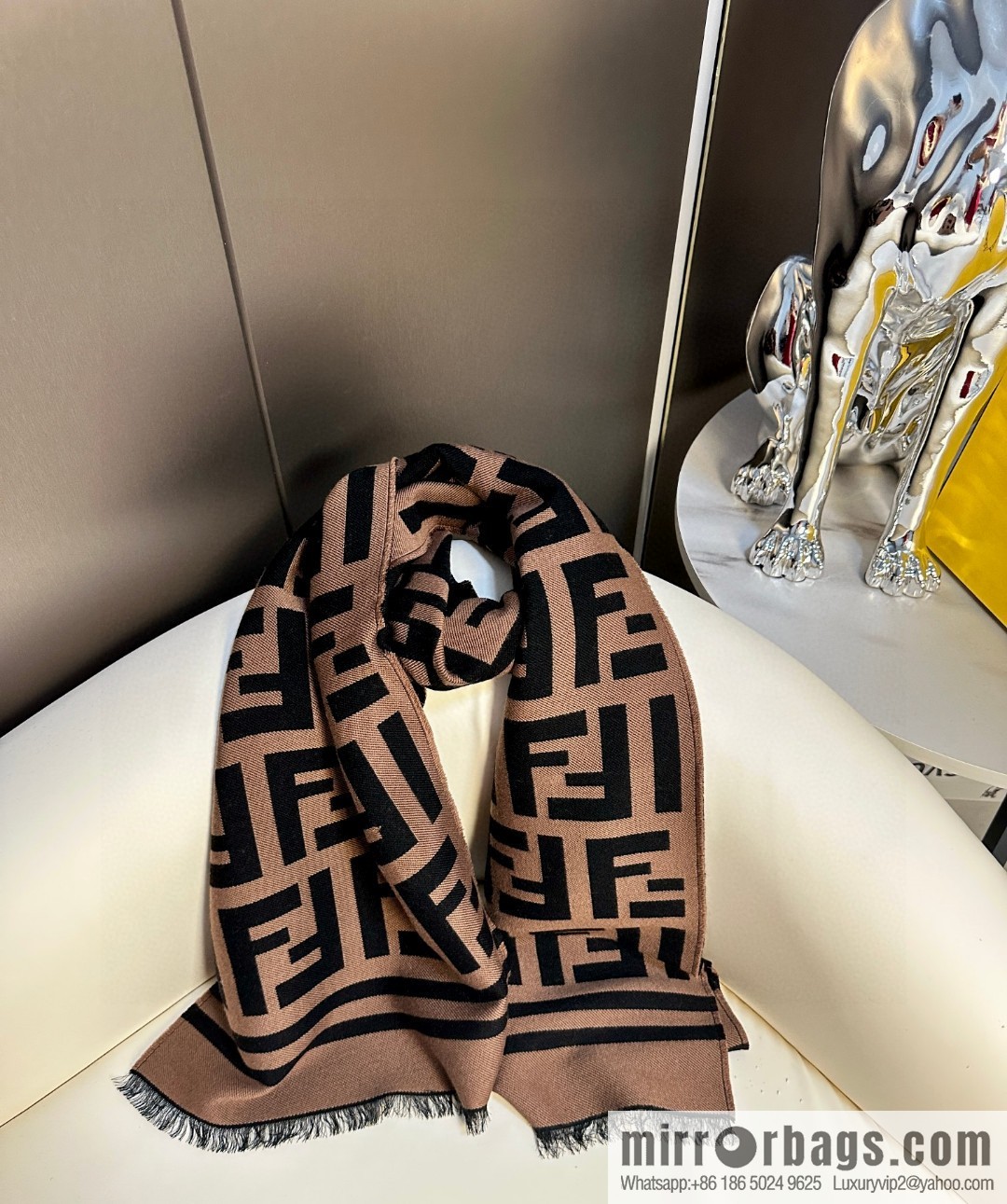 FENDI FF pattern wool scarf
