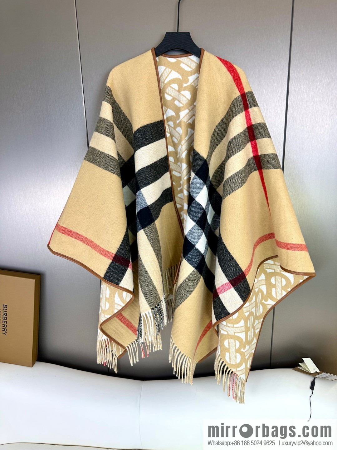 Burberry's latest double-sided jacquard cape large shawl