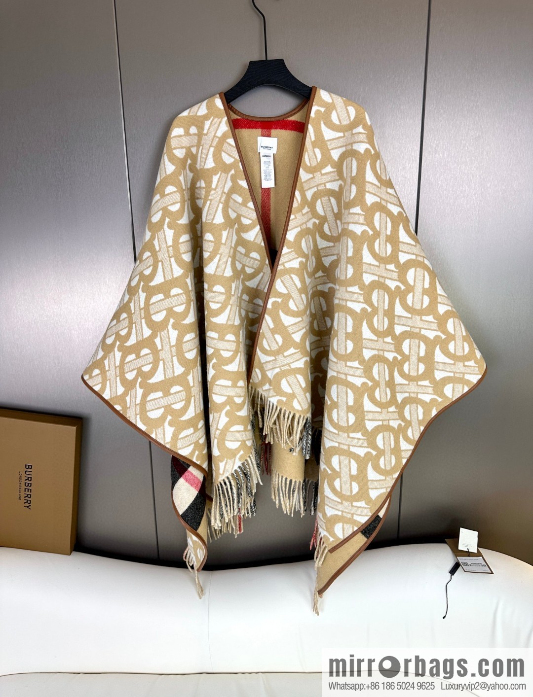 Burberry's latest double-sided jacquard cape large shawl