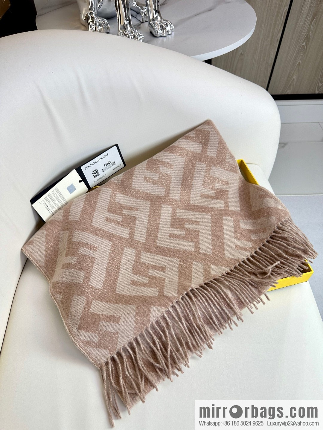 FENDI double F fringed cashmere towel