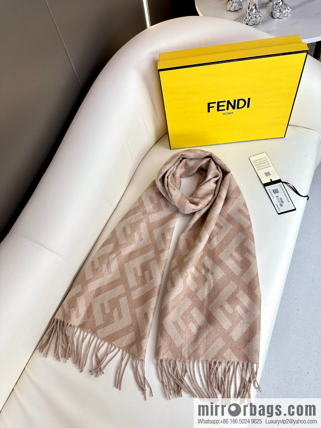 FENDI double F fringed cashmere towel