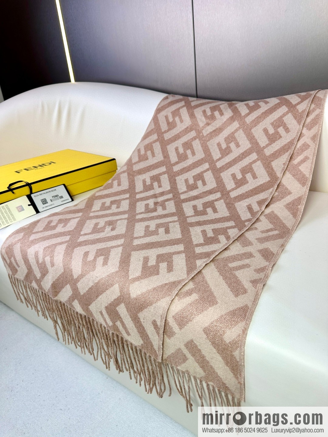 FENDI double F fringed cashmere towel