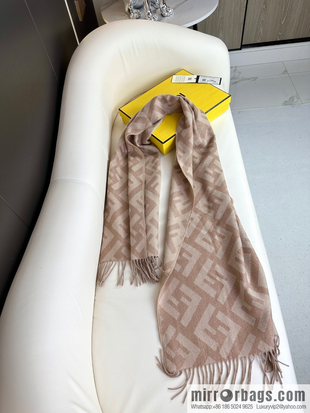FENDI double F fringed cashmere towel