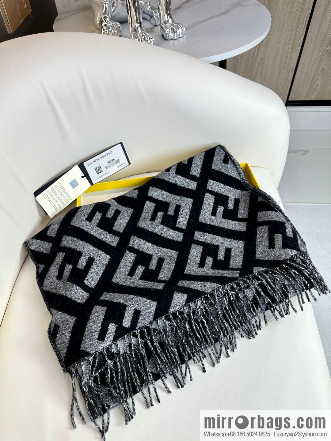 FENDI double F fringed cashmere towel
