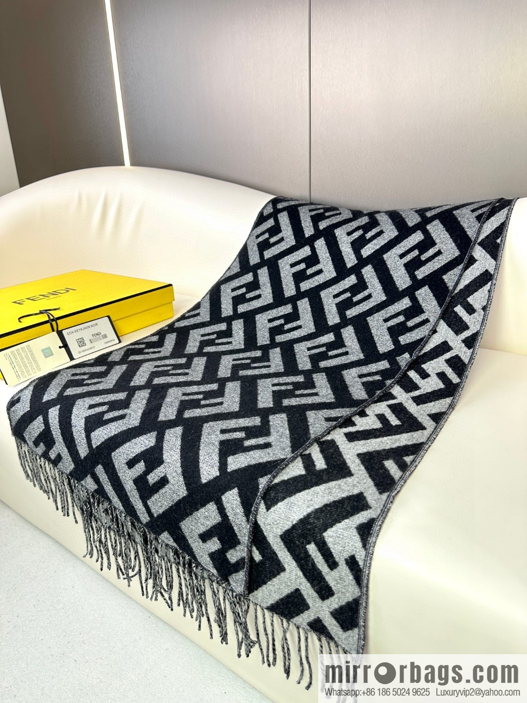 FENDI double F fringed cashmere towel