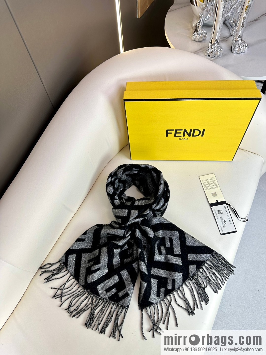 FENDI double F fringed cashmere towel