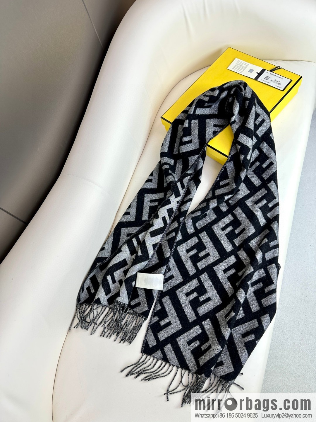 FENDI double F fringed cashmere towel