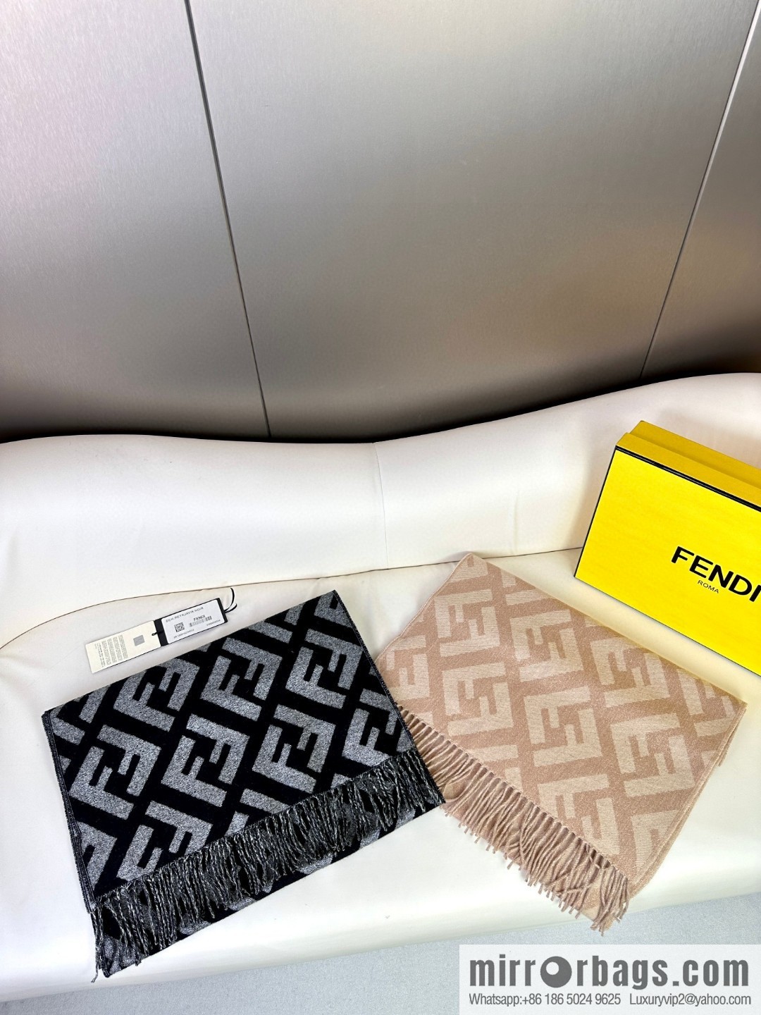FENDI double F fringed cashmere towel