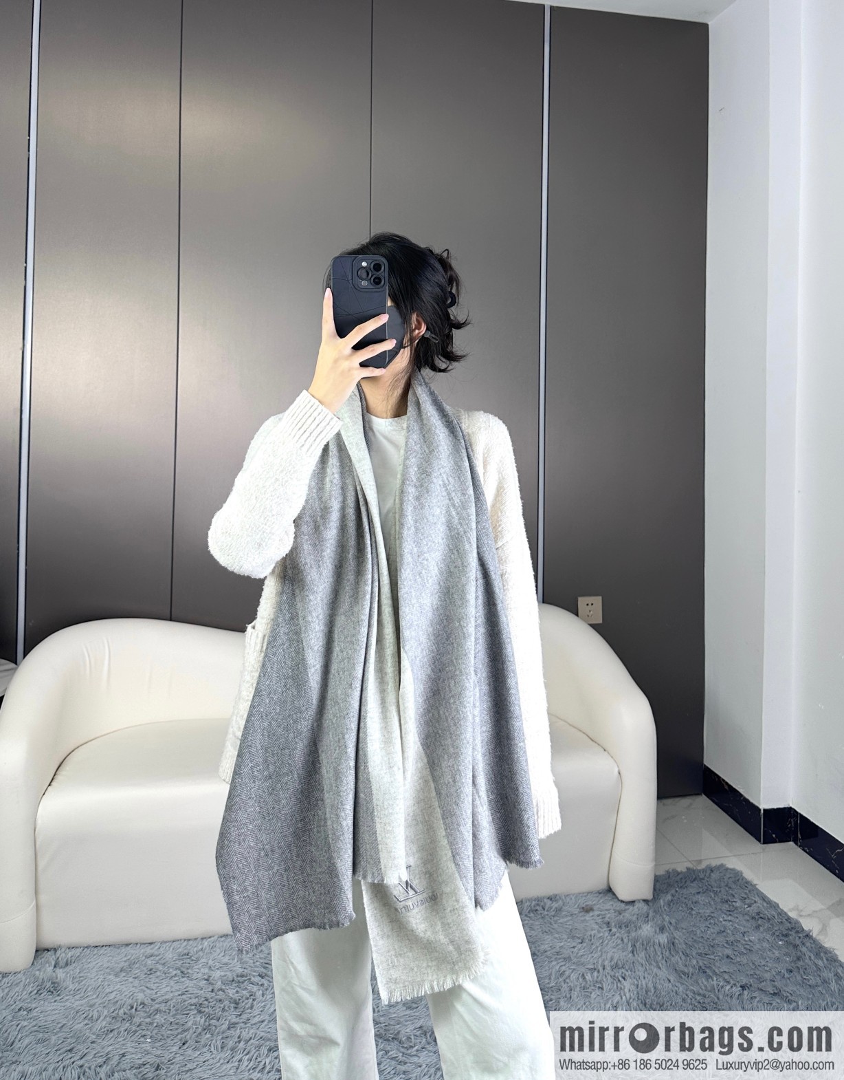 LV imported cashmere yarn long towel
