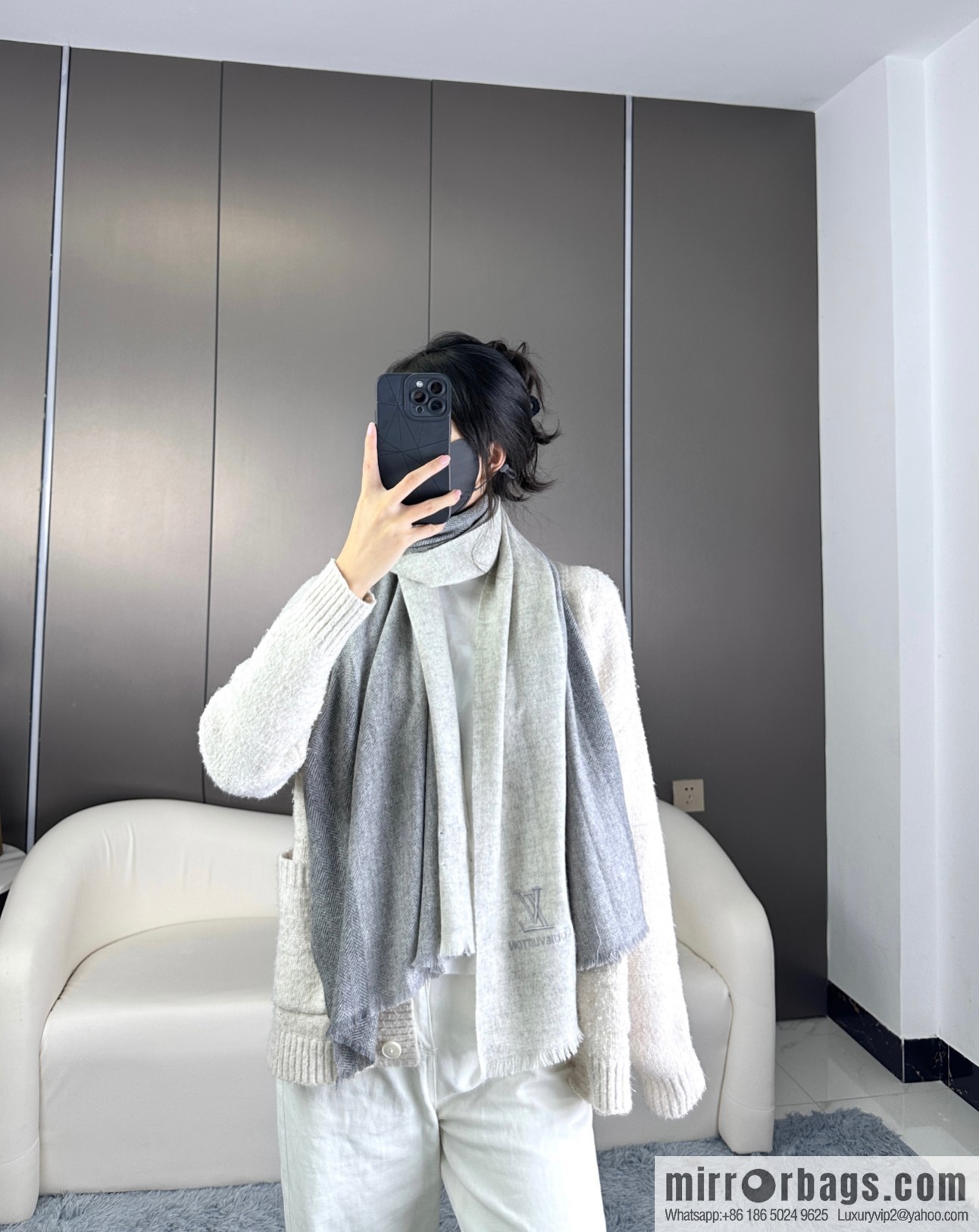 LV imported cashmere yarn long towel