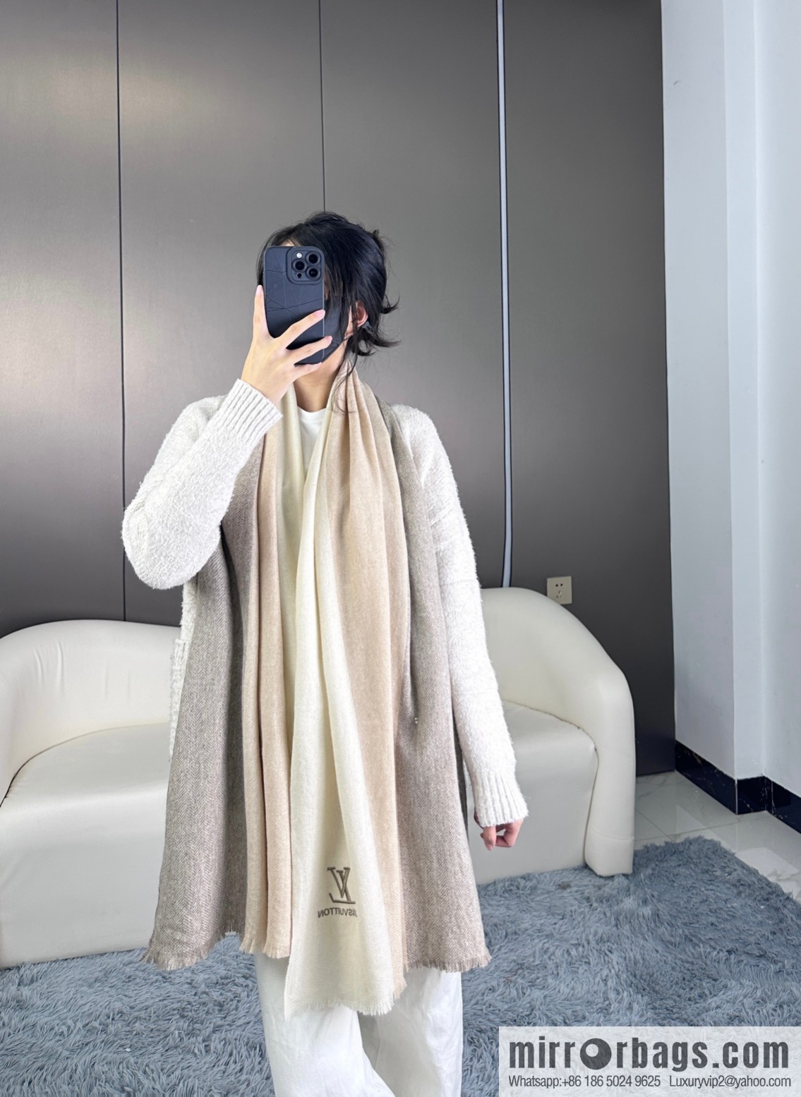 LV imported cashmere yarn long towel