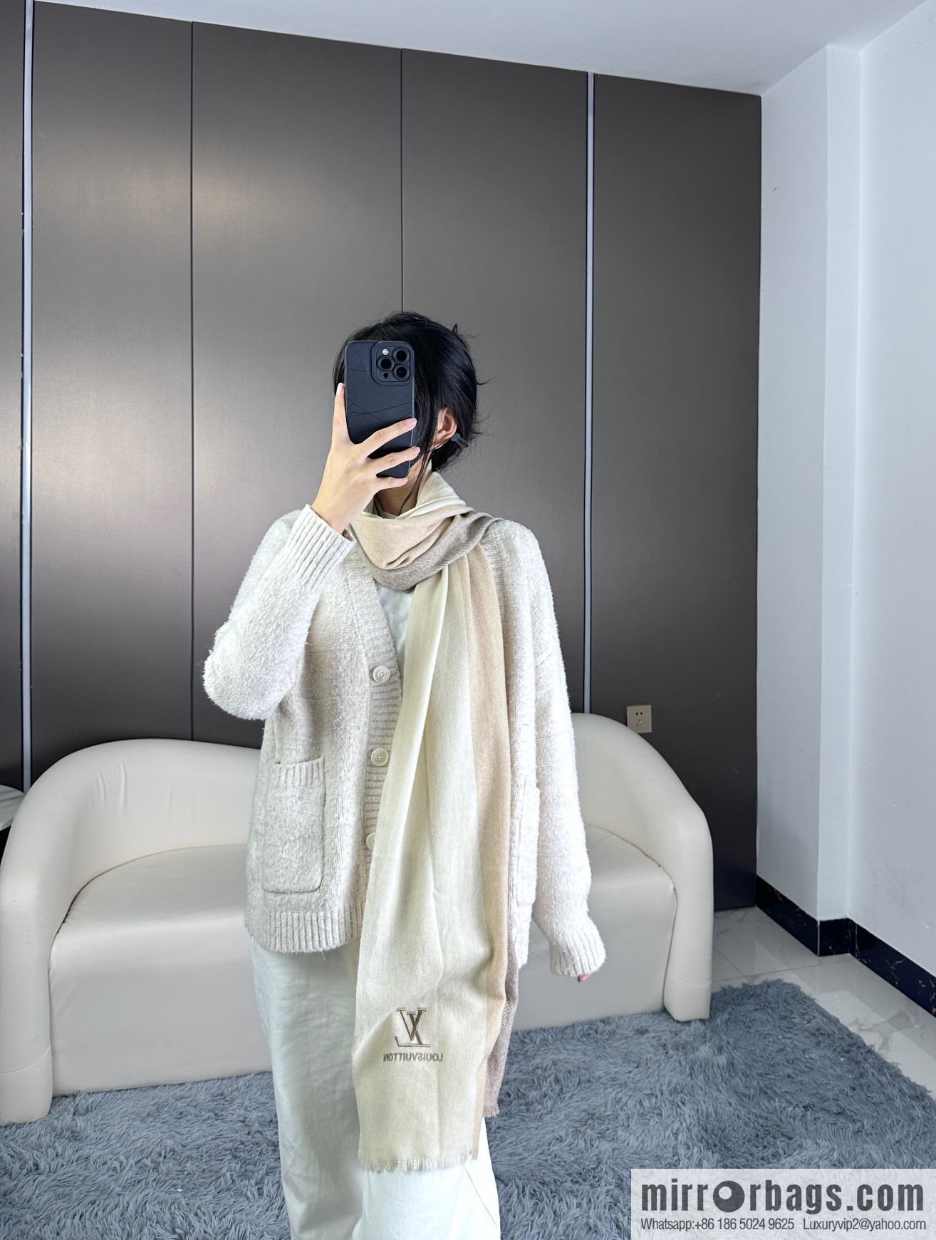 LV imported cashmere yarn long towel