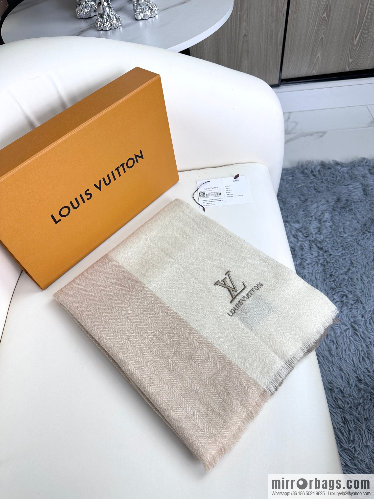 LV imported cashmere yarn long towel
