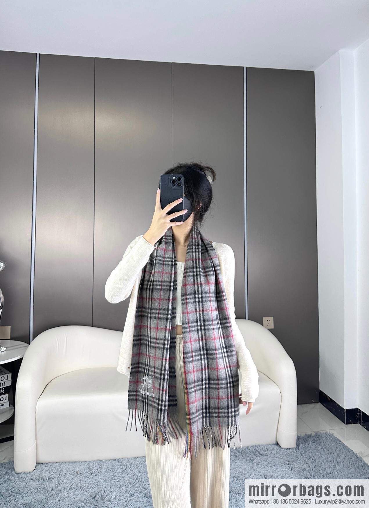 Burberry Scottish Rainbow High-end Pure Cashmere Textured Scarf