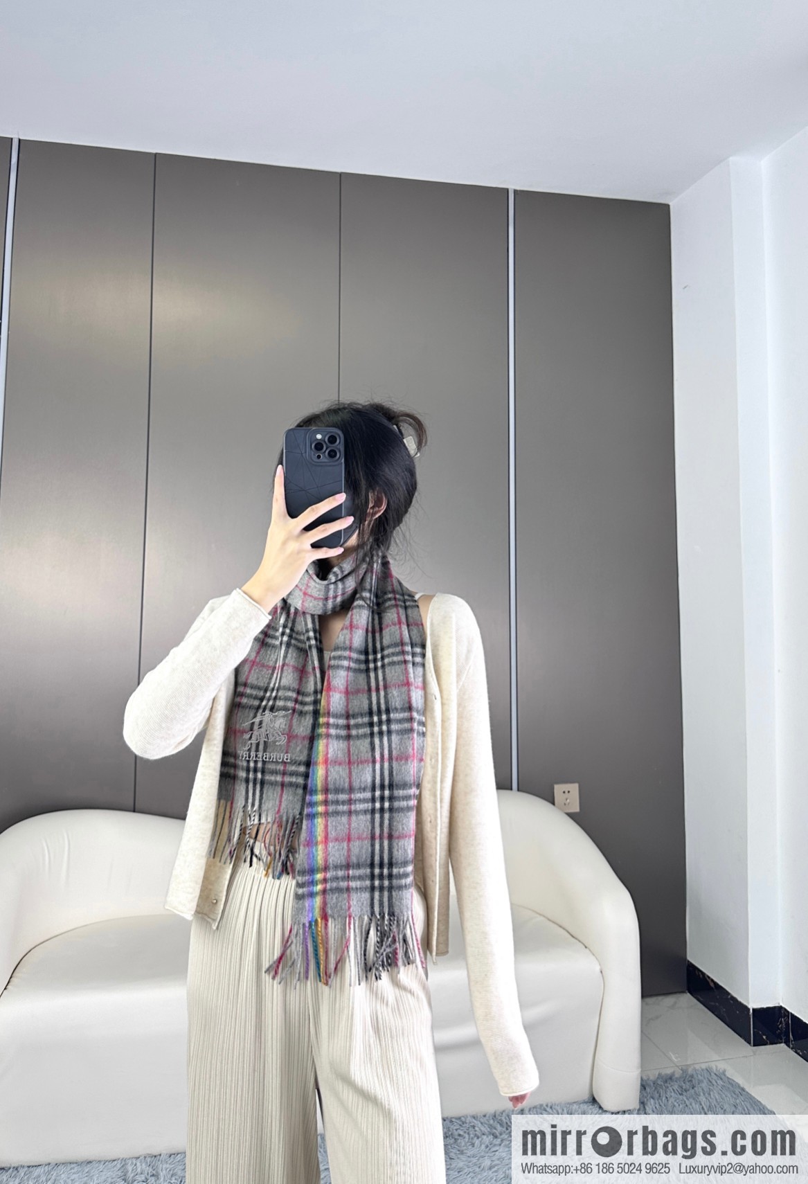 Burberry Scottish Rainbow High-end Pure Cashmere Textured Scarf
