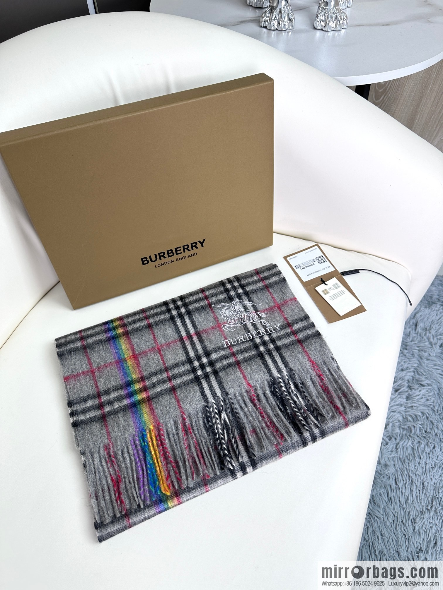 Burberry Scottish Rainbow High-end Pure Cashmere Textured Scarf