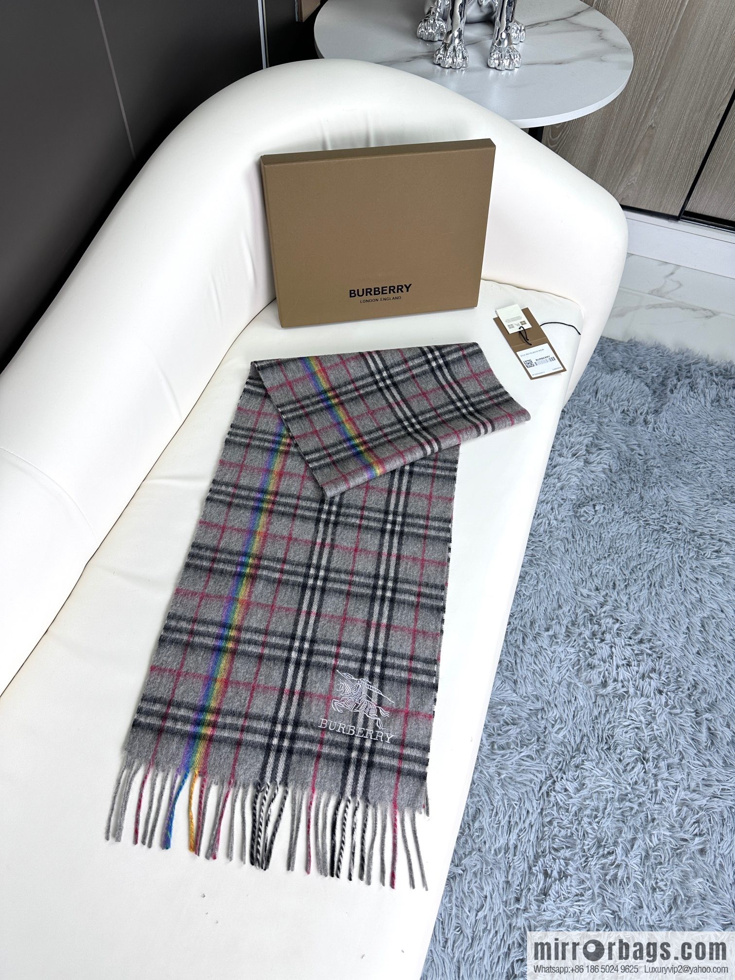 Burberry Scottish Rainbow High-end Pure Cashmere Textured Scarf