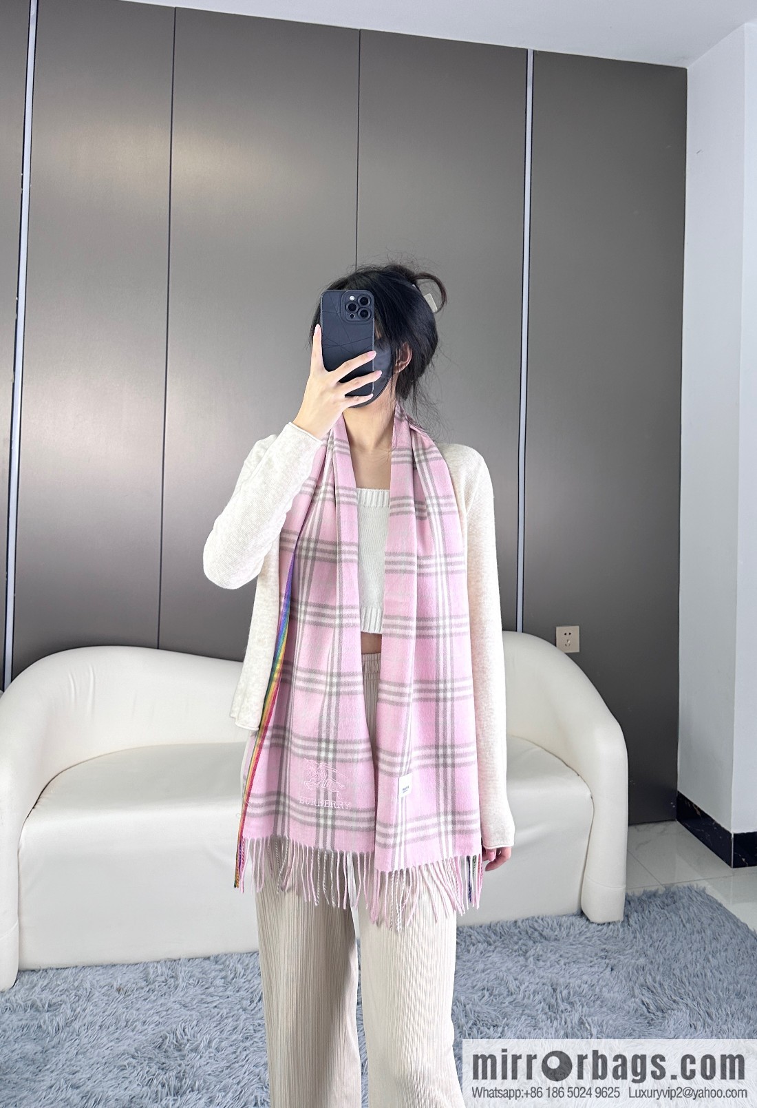 Burberry Scottish Rainbow High-end Pure Cashmere Textured Scarf