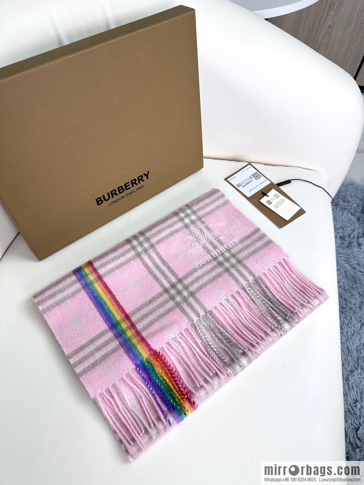 Burberry Scottish Rainbow High-end Pure Cashmere Textured Scarf