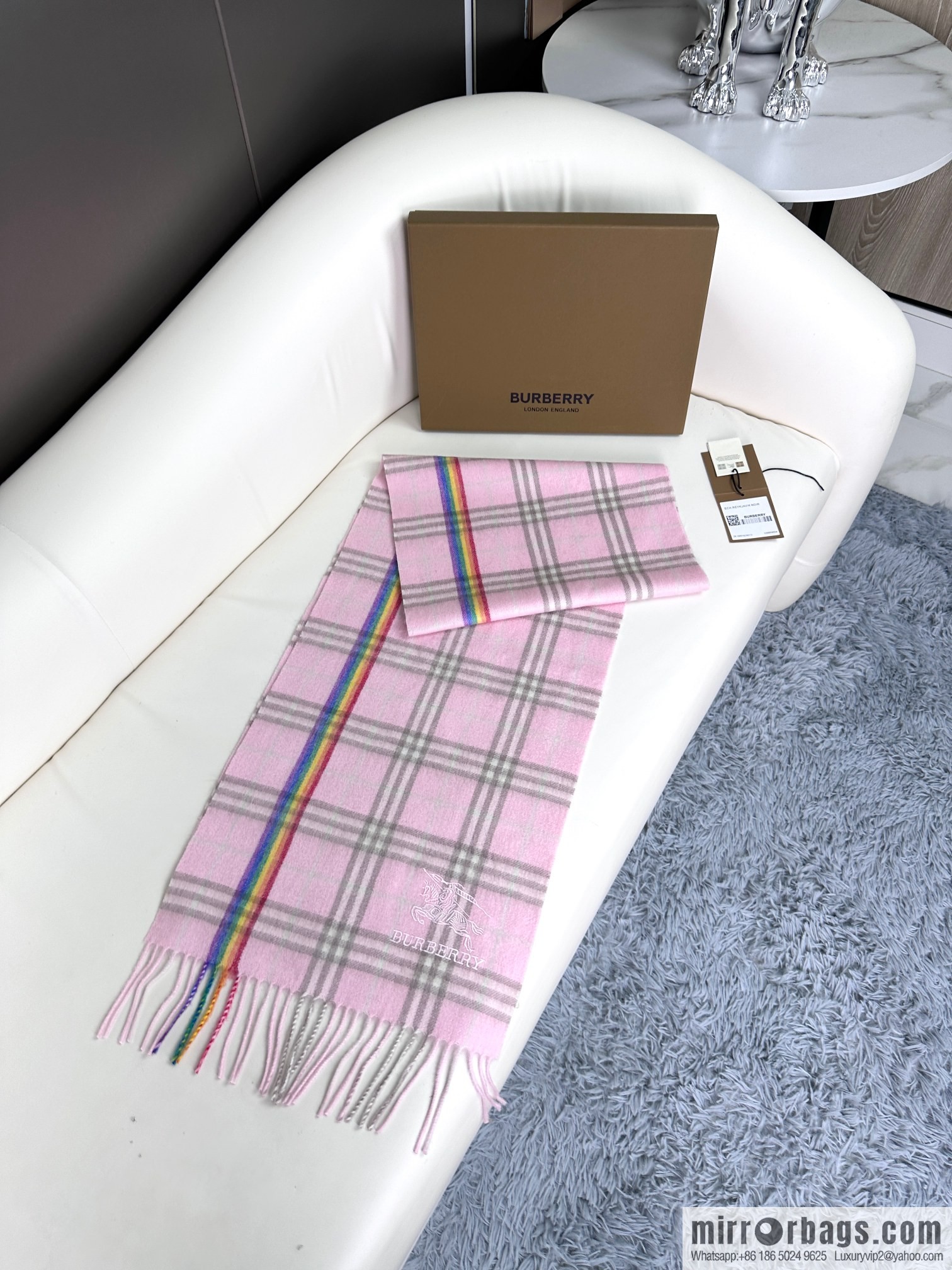 Burberry Scottish Rainbow High-end Pure Cashmere Textured Scarf