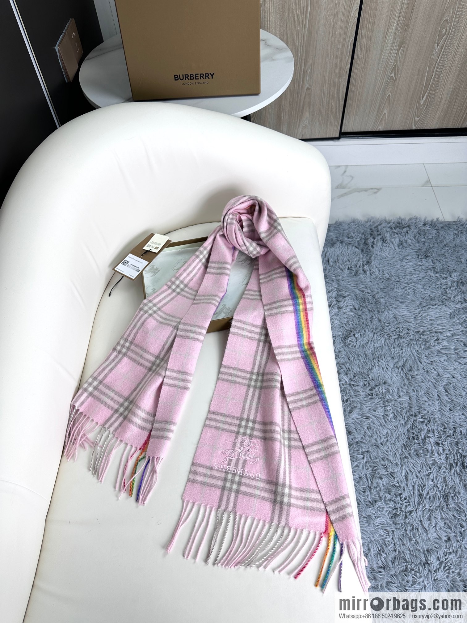 Burberry Scottish Rainbow High-end Pure Cashmere Textured Scarf