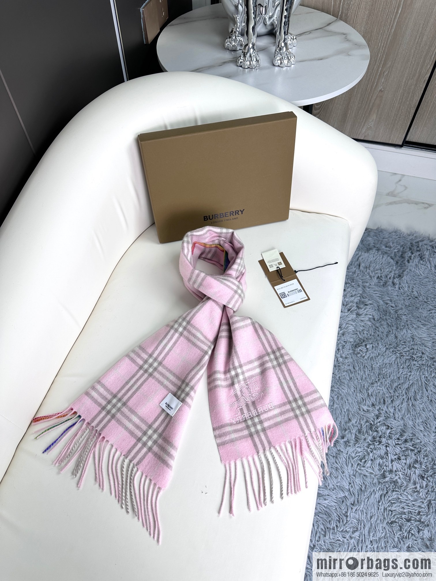 Burberry Scottish Rainbow High-end Pure Cashmere Textured Scarf