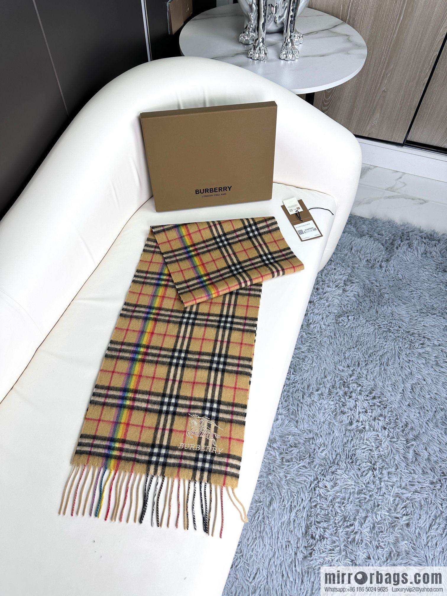 Burberry Scottish Rainbow High-end Pure Cashmere Textured Scarf