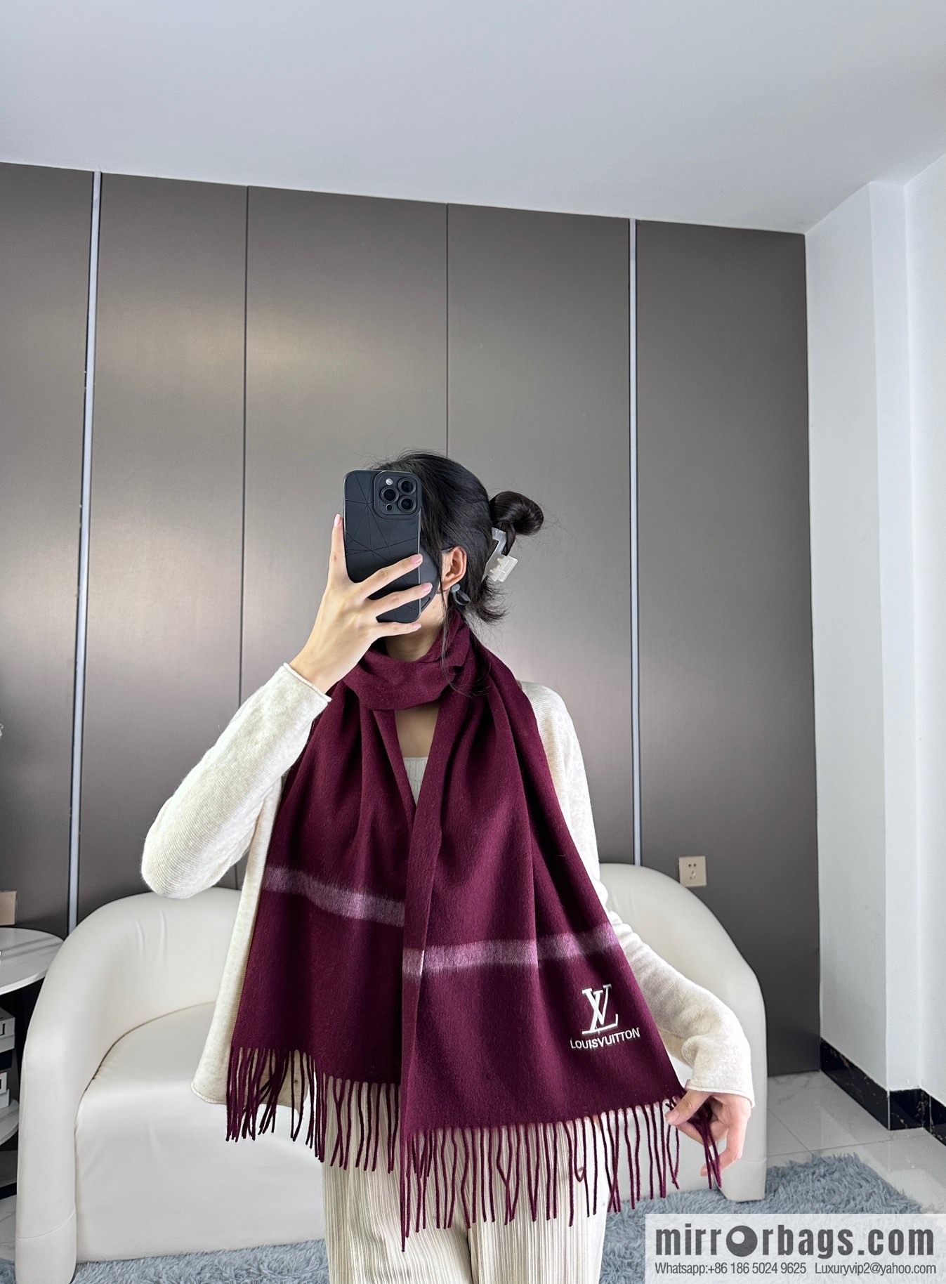 LV embroidered LOGO couple scarf