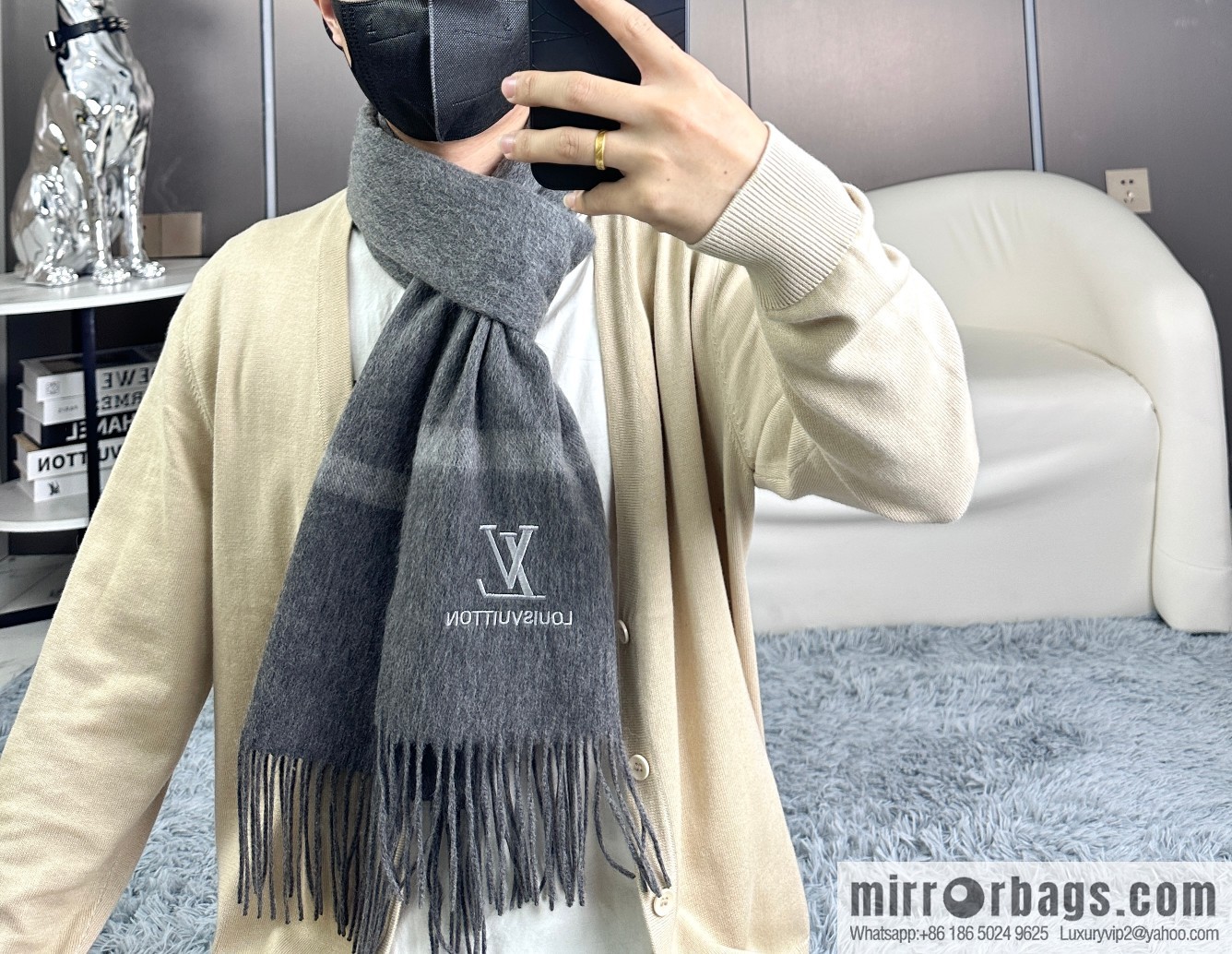 LV embroidered LOGO couple scarf
