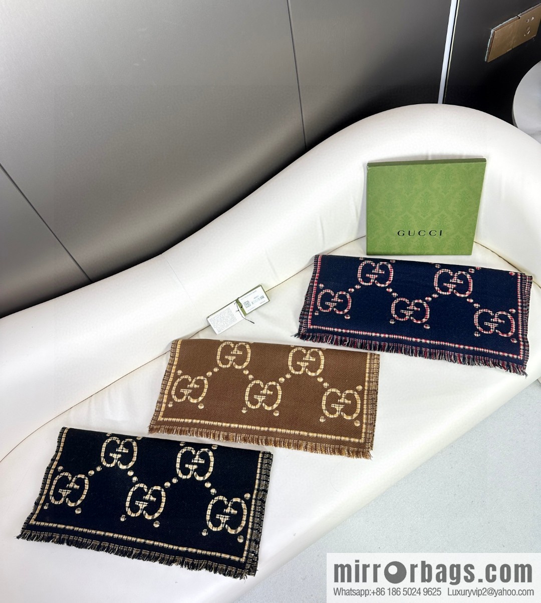 GUCCI GG pattern double-sided jacquard wool scarf