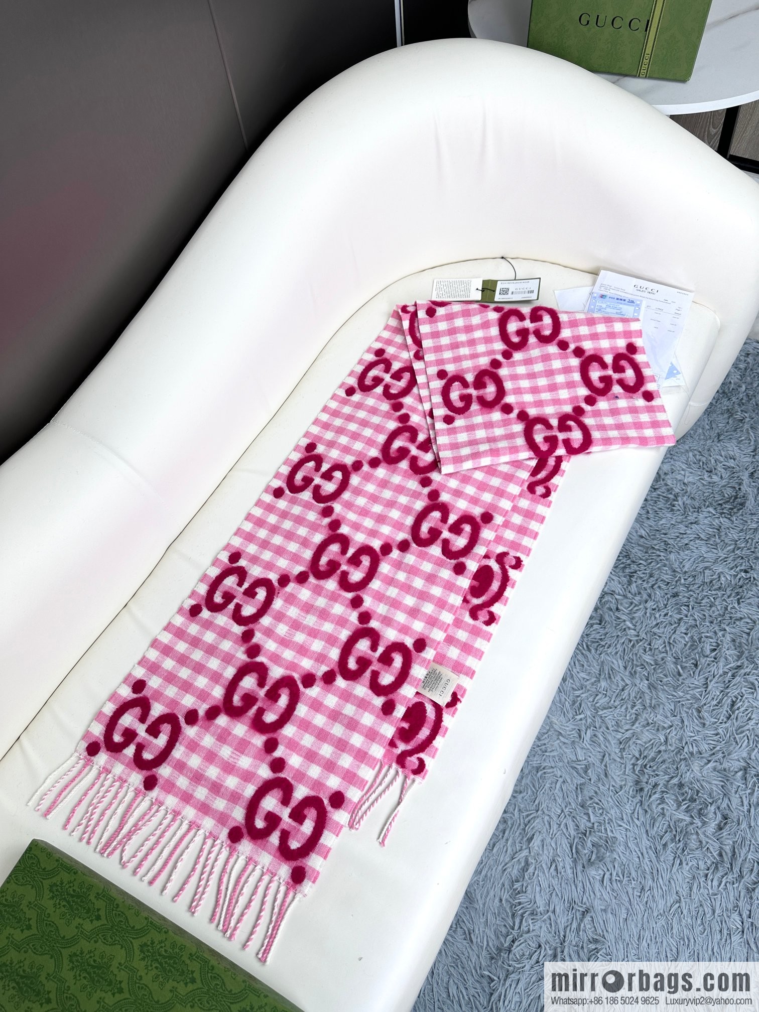 GUCCI double G jacquard cashmere long towel