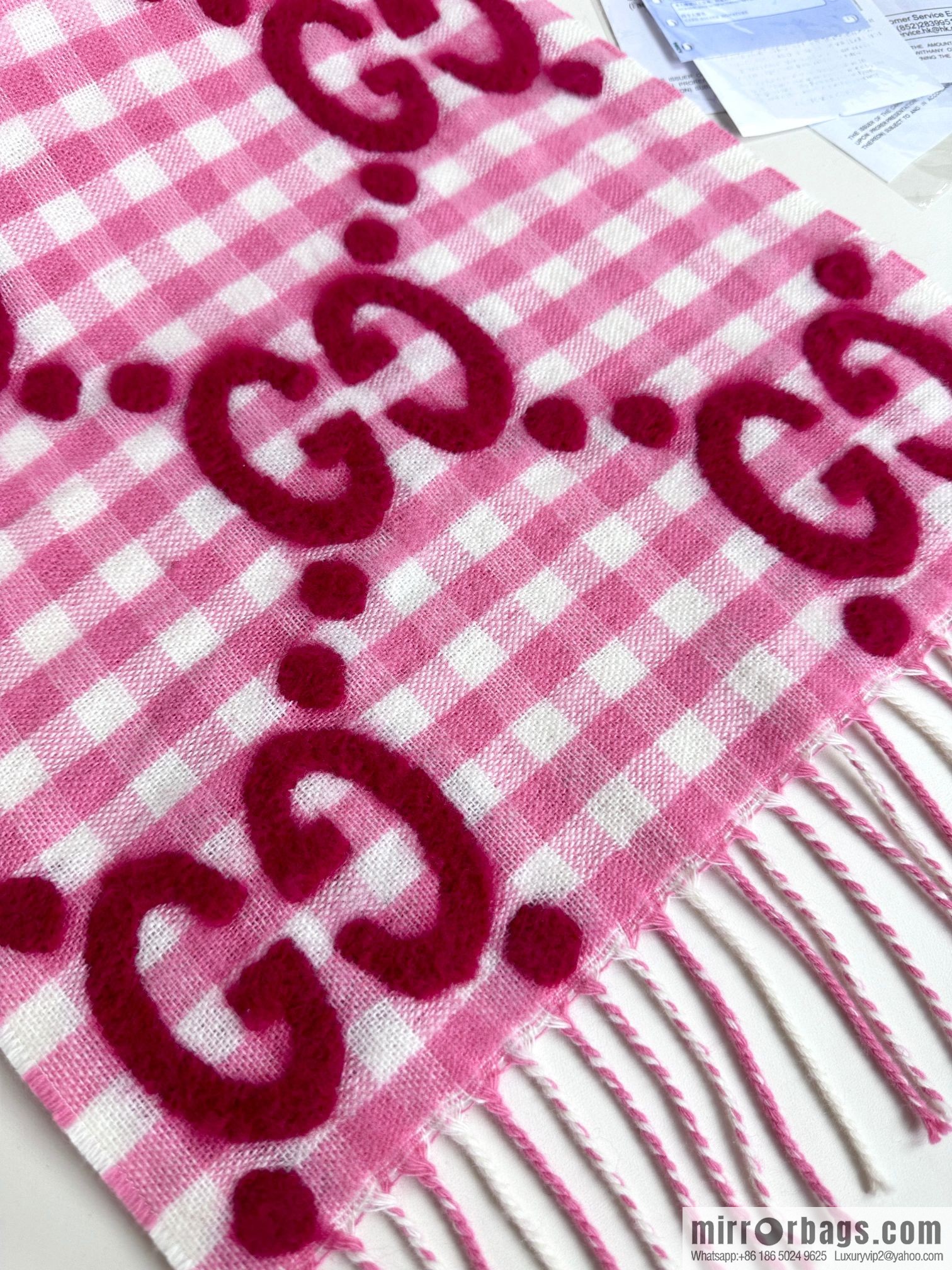 GUCCI double G jacquard cashmere long towel