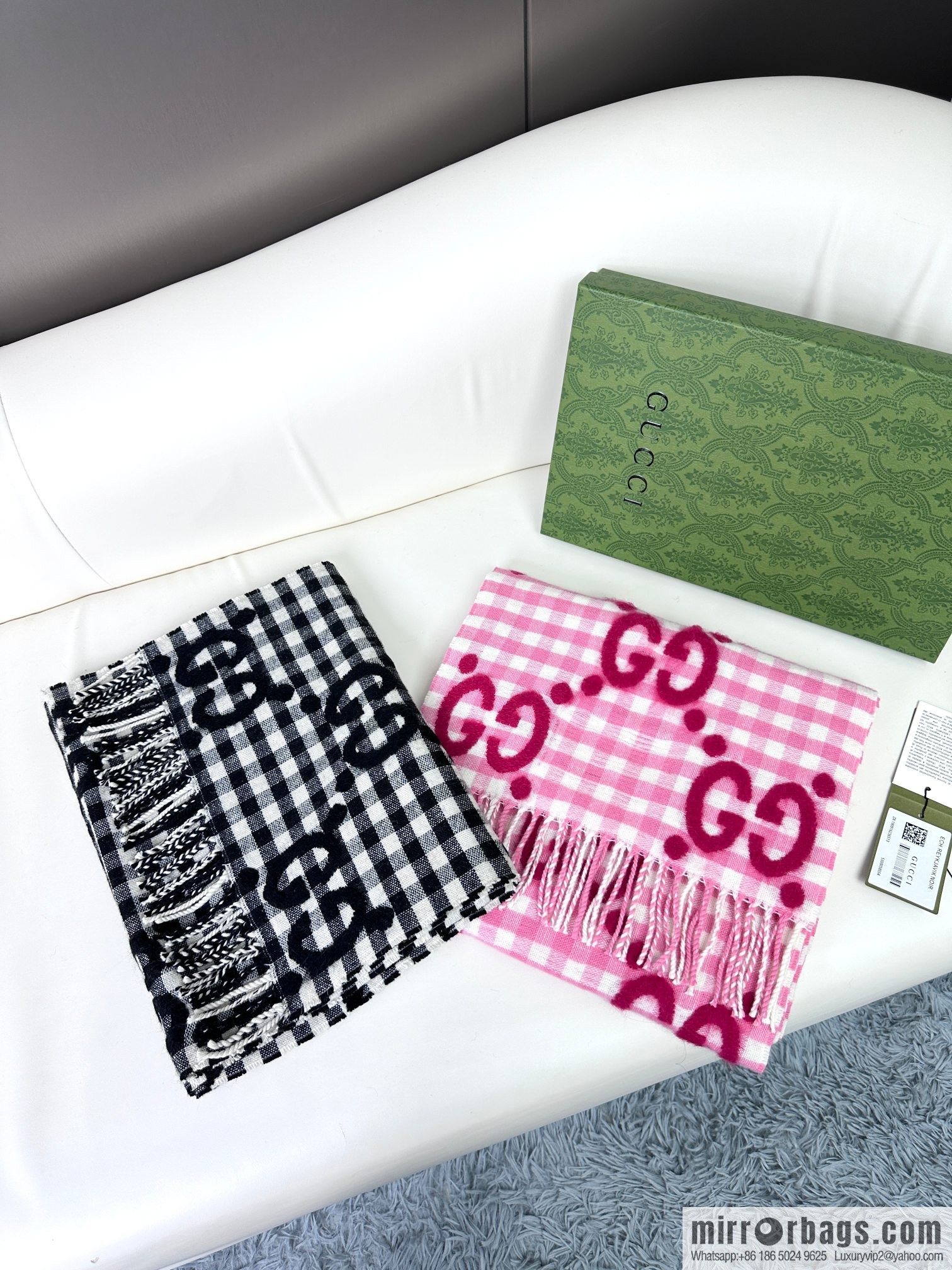 GUCCI double G jacquard cashmere long towel