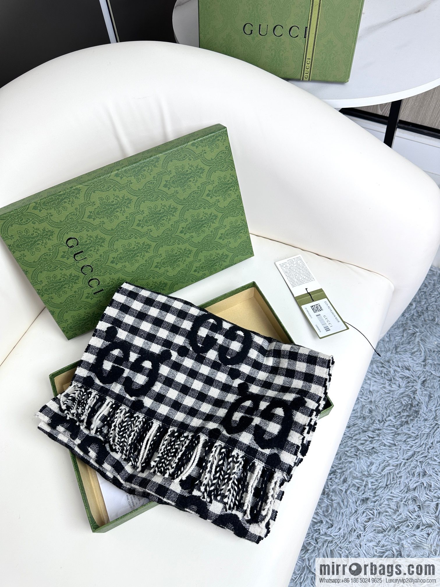 GUCCI double G jacquard cashmere long towel