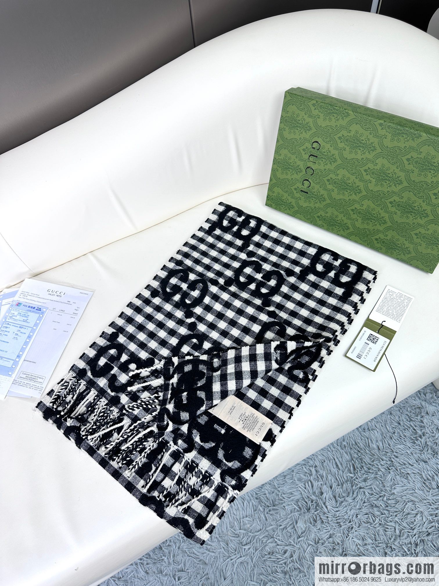 GUCCI double G jacquard cashmere long towel