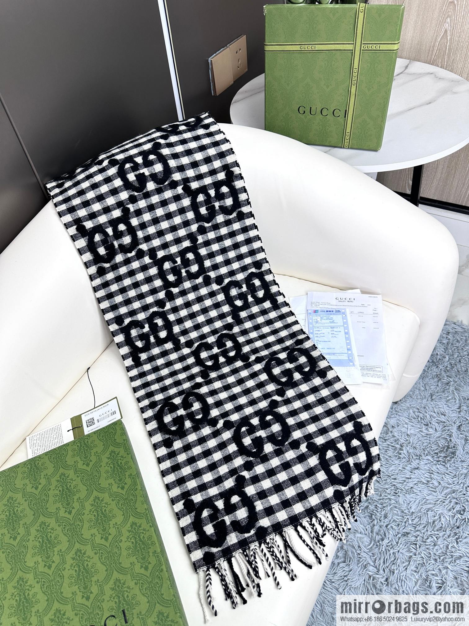 GUCCI double G jacquard cashmere long towel