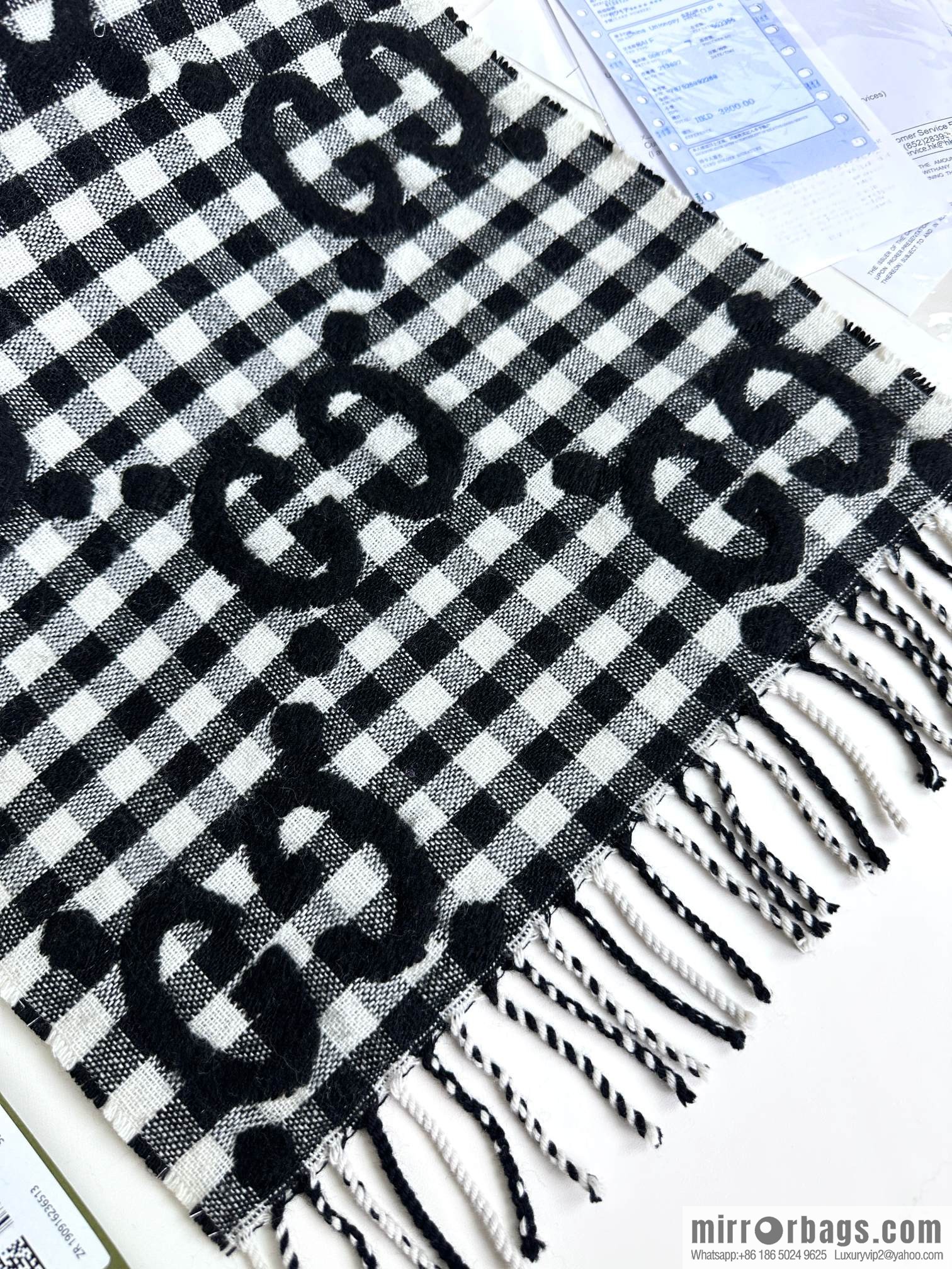 GUCCI double G jacquard cashmere long towel