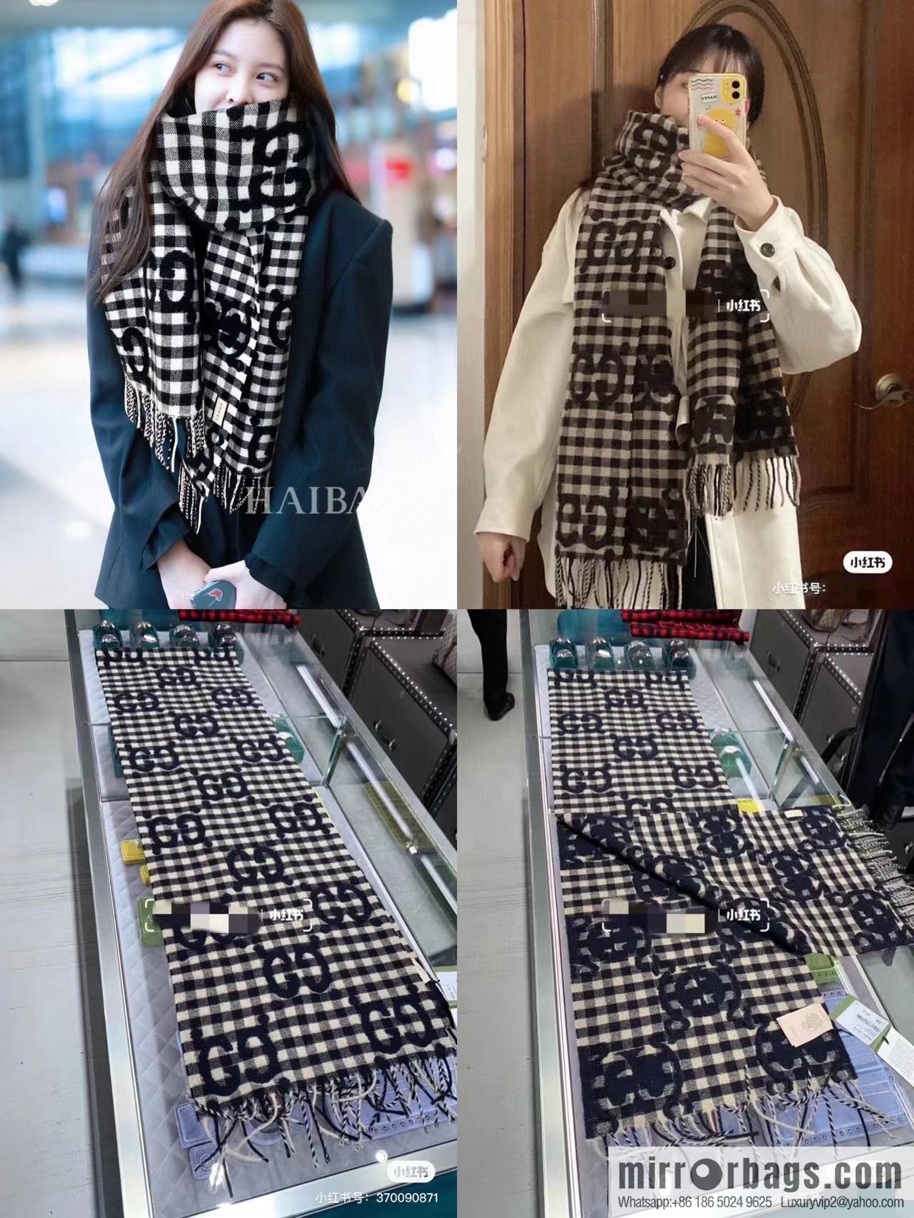 GUCCI double G jacquard cashmere long towel