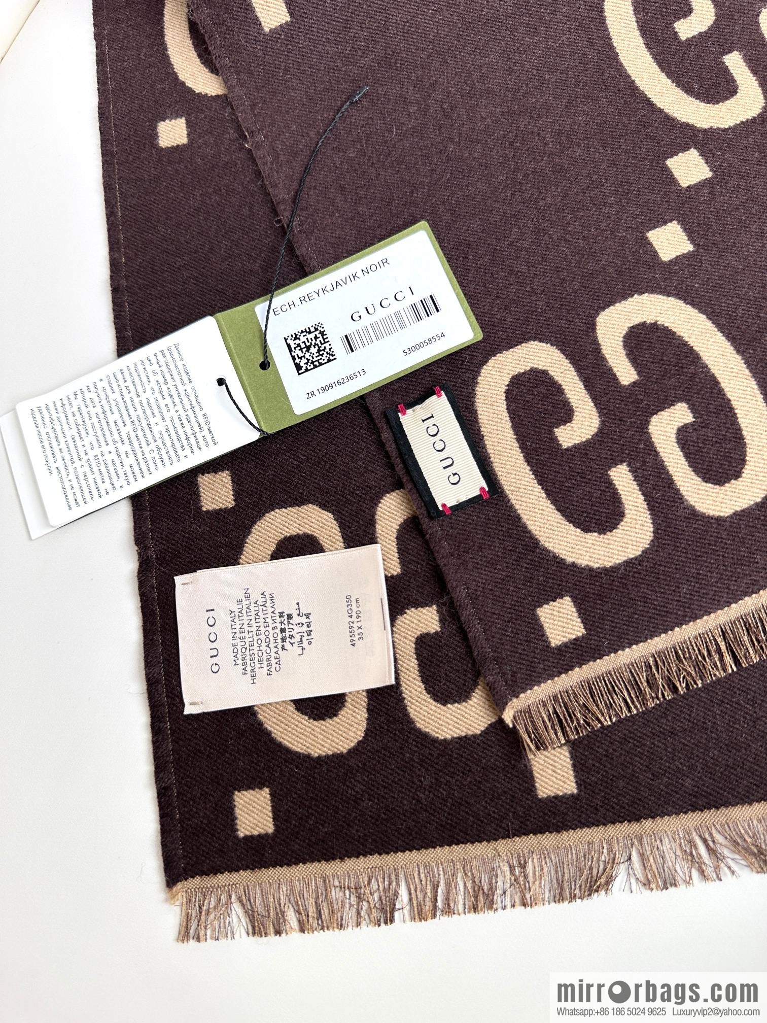 GUCCI GG accent double-sided silk cashmere scarf