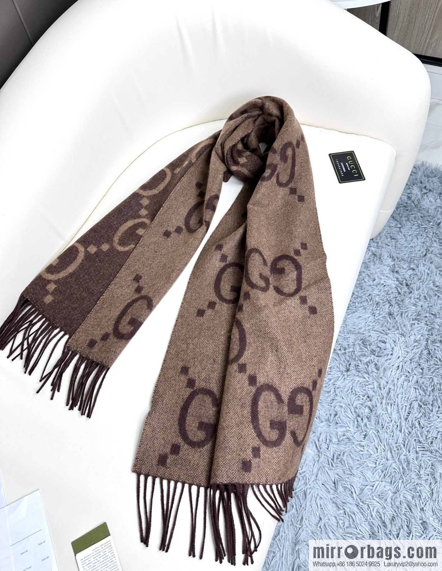 GUCCI Big G Tassel, Classic Double Big G Double Sided Jacquard Tassel Scarf