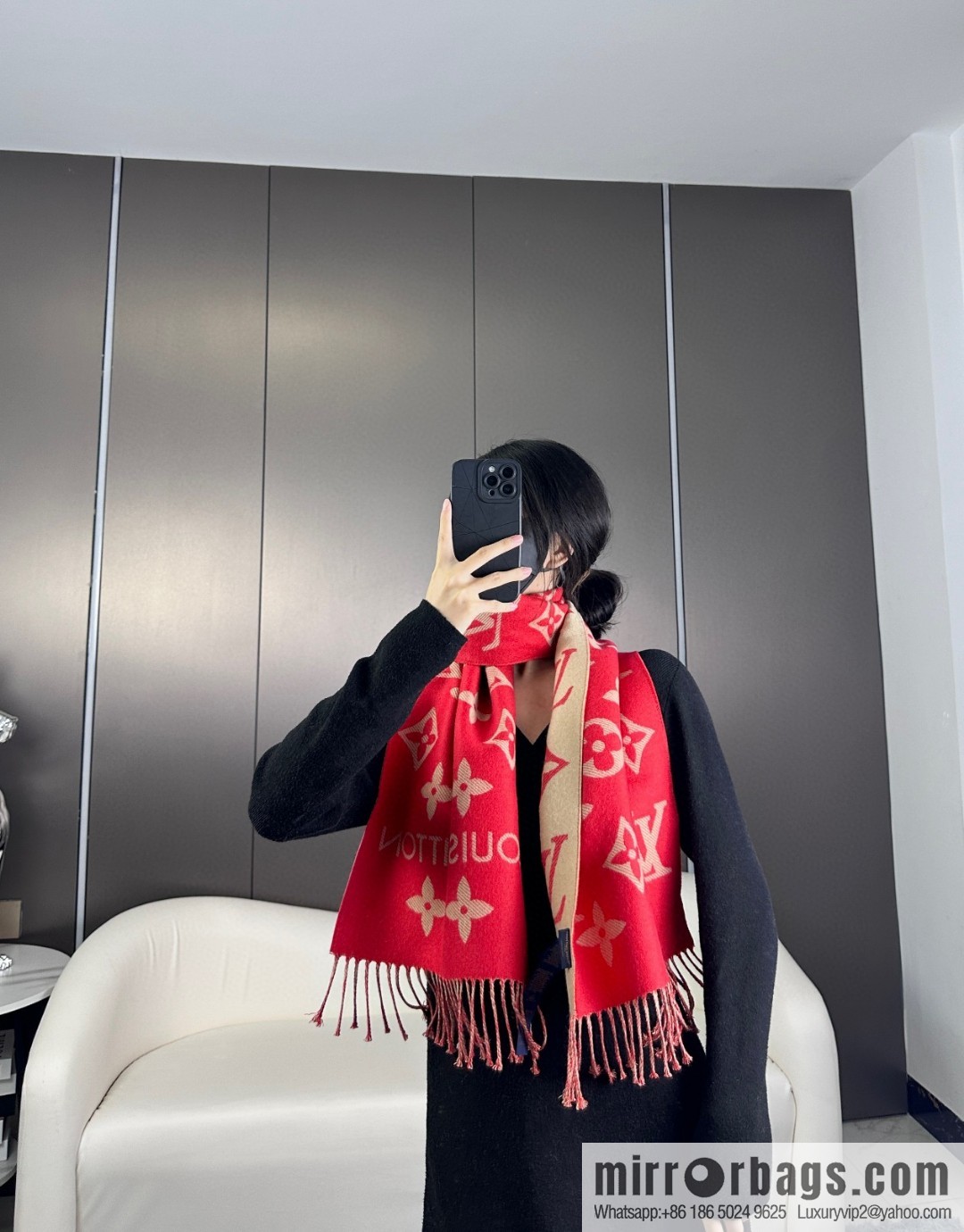 LV Monogram pattern, wool towel