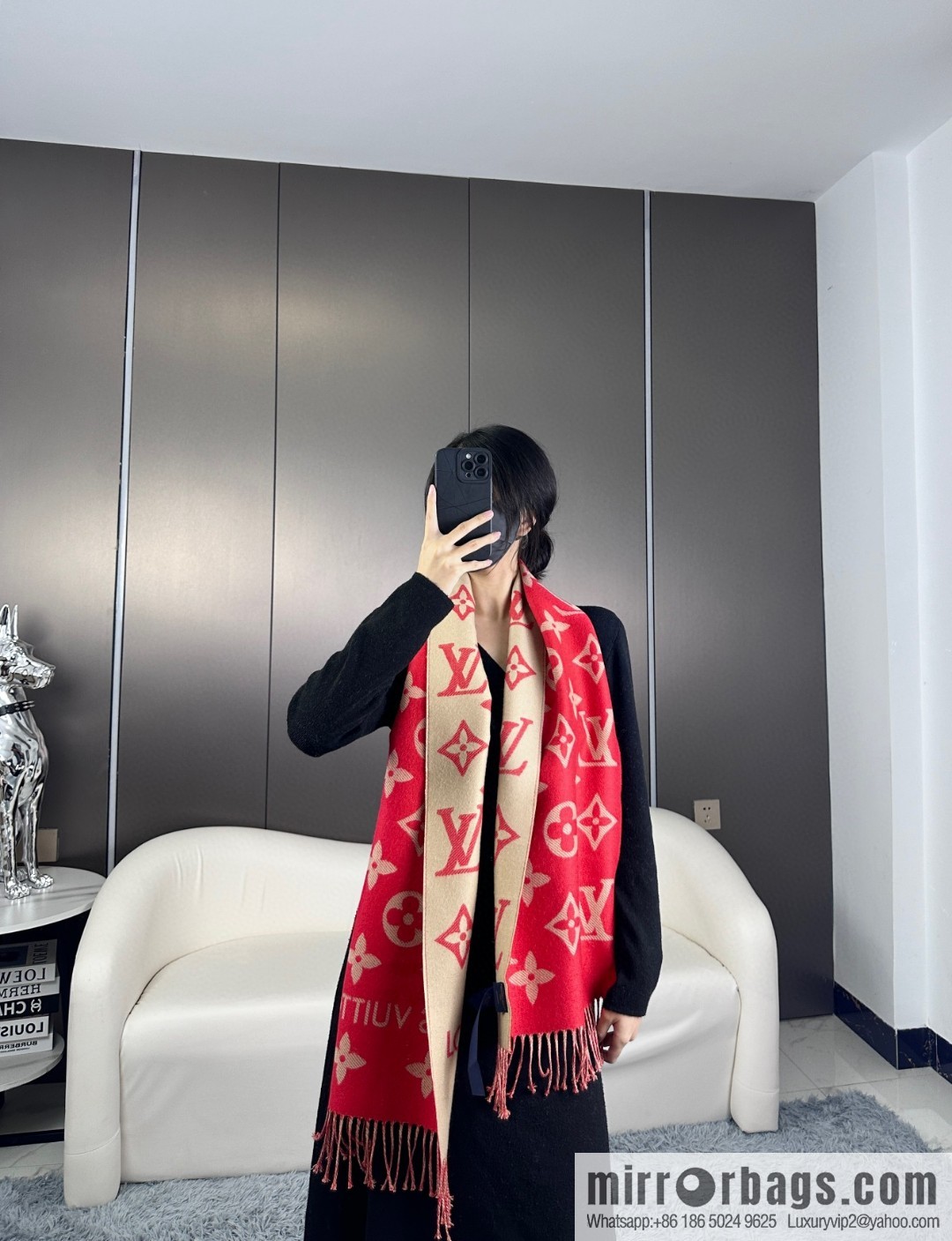 LV Monogram pattern, wool towel
